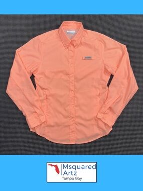 Columbia PFG Fishing Shirt Womens XS Coral Long Sleeve Lightweight